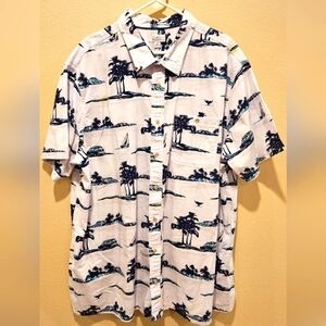 Croft And Barrow Casual Button Down Printed Cotton Button Down Shirt 3XL